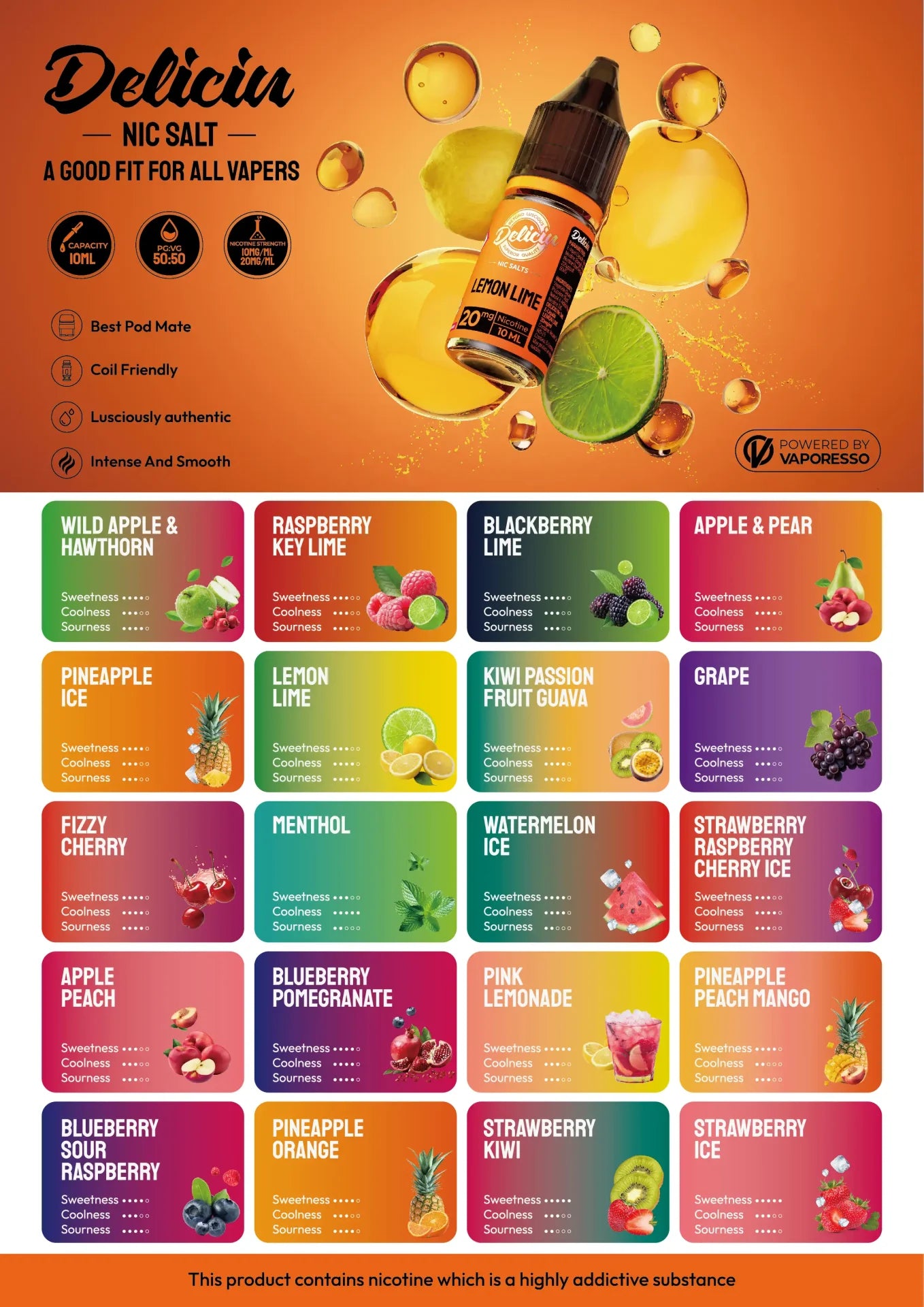 juice flavours vape VAPORESSO DELICIU NIC SALTS 20700 Flavor:Cherry Lemon Minty O's Lost Vape Orion pod