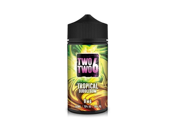 tropical-bubblegum-two-two-6-226-150ml-e-liquid-70vg-vape-0mg-juice-shortfill