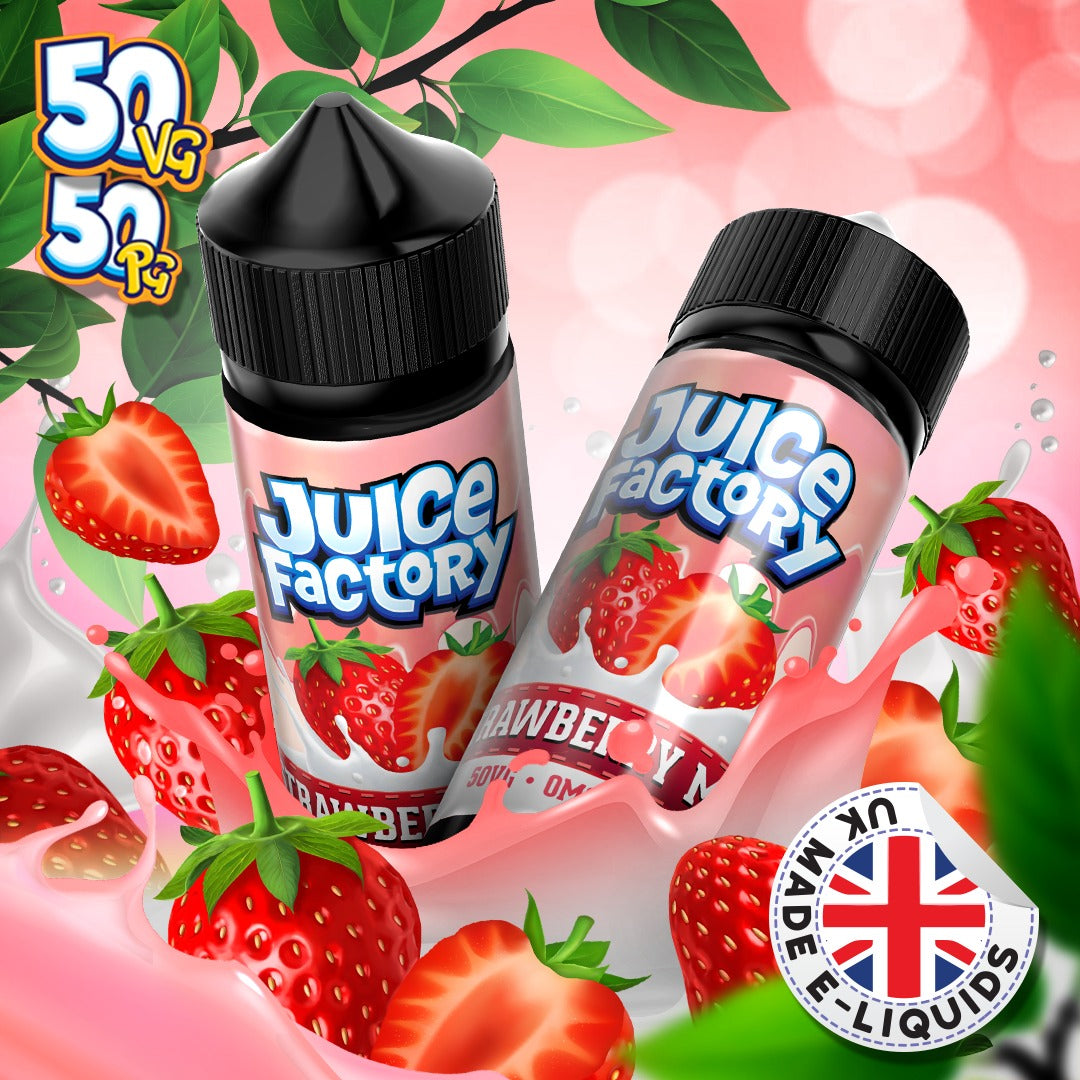 Strawberry Milk by Juice Factory. 100ML E-liquid, 0MG vape, 50VG/50PG Strawberry Milk by Juice Factory. 100ML E-liquid, 0MG vape, 50VG/50PG