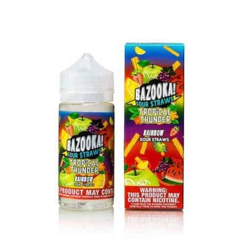 TROPICAL-THUNDER-BY-BAZOOKA–RAINBOW-SOUR-STRAWS-100ML-SHORTFILL-E-LIQUID-70VG-0MG-USA-VAPE-JUICE