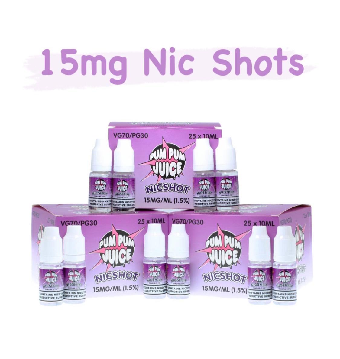 Pum Pum 15mg Nic Shot 70vg 30pg - X5/X10/X25 - Multibuy
