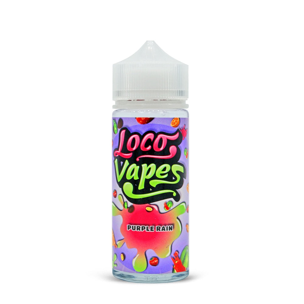 Purple Rain by Loco Vapes. 100ML E-liquid, 0MG vape, 70VG/30PG juice Purple Rain by Loco Vapes. 100ML E-liquid, 0MG vape, 70VG/30PG juice