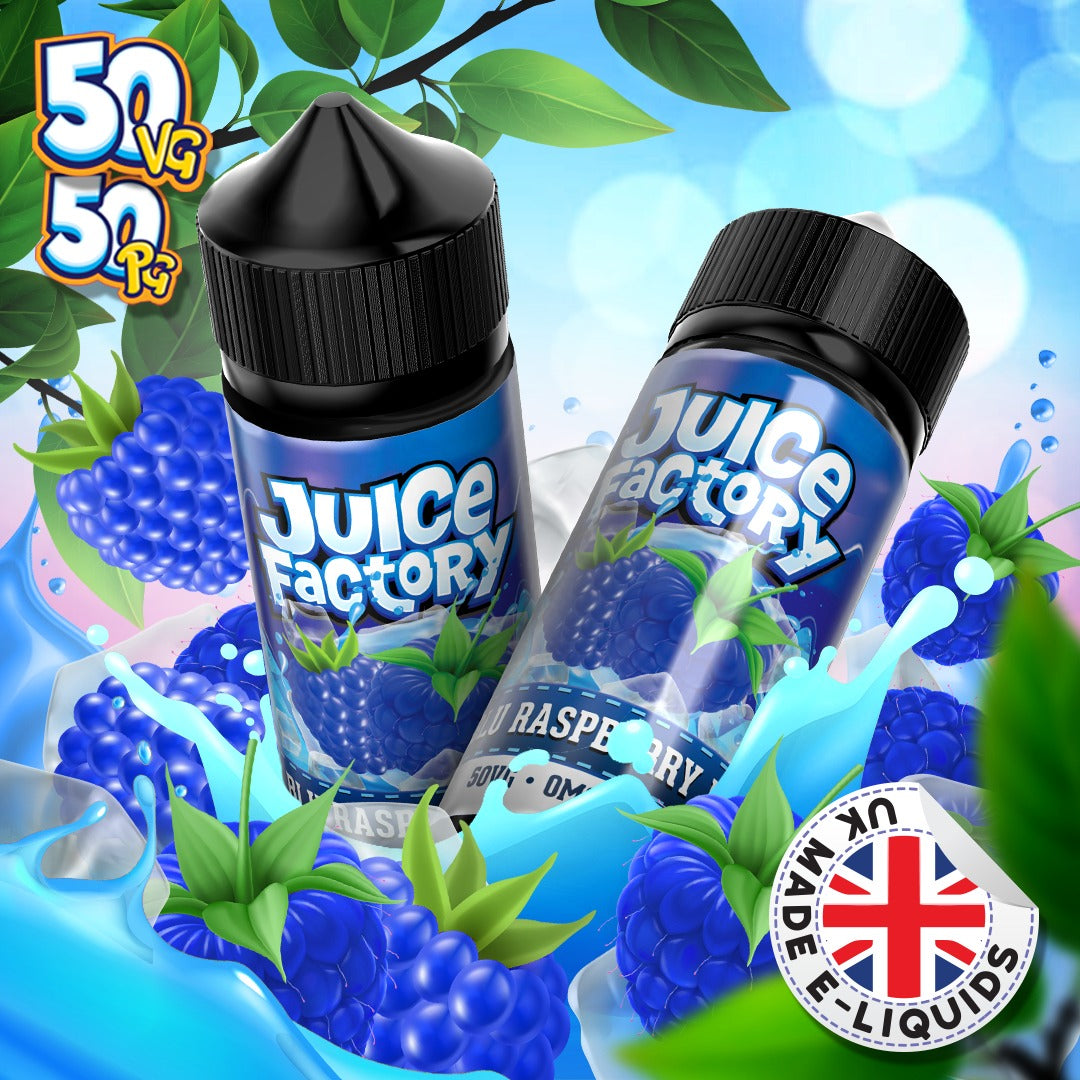 Blue Raspberry Ice by Juice Factory. 100ML E-liquid, 0MG vape, 50VG/50