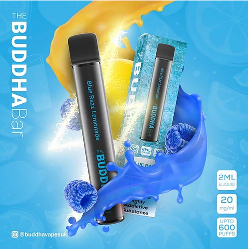 blue-razz-lemonade-buddha-bar-disposable-vape-pen-pod-device-20mg-nic-nicotine-salt-2ml-e-liquid-600-puffs