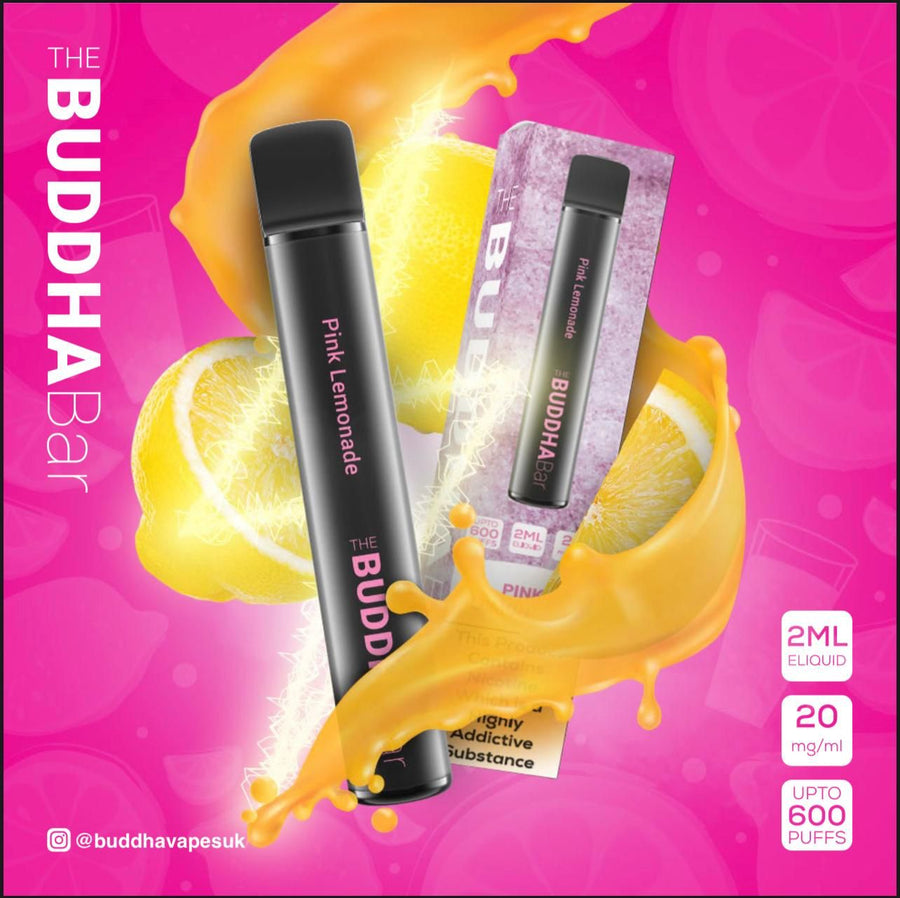 pink-lemonade-buddha-bar-disposable-vape-pen-pod-device-20mg-nic-nicotine-salt-2ml-e-liquid-600-puffs