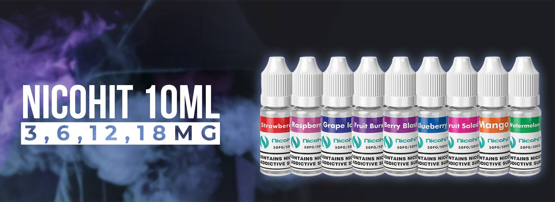 Nicohit 10ml e-liquid in 3mg, 6mg, 12mg and 18mg