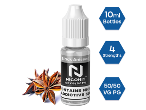 NICOHIT BLACK ANISEED (JACK BLACKS) PREMIUM E LIQUID E JUICE 10ML TPD 3/6/12/18MG MULTIBUY
