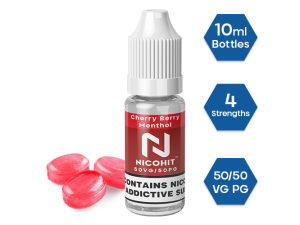 NICOHIT CHERRY BERRY MENTHOL (RED LUSH) PREMIUM E LIQUID E JUICE 10ML TPD 3/6/12/18MG MULTIBUY