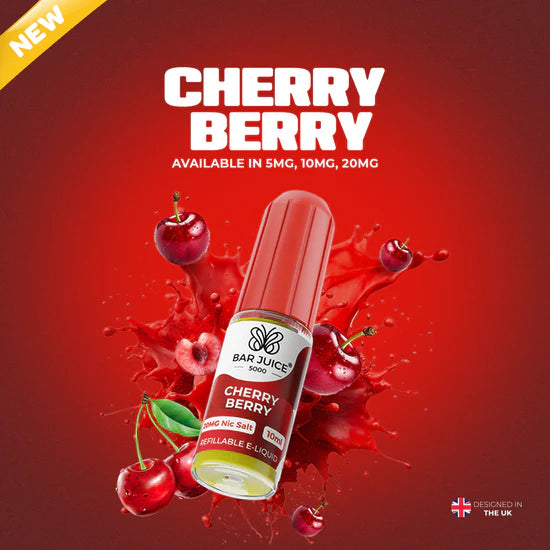 NEW FLAVOUR Cherry Berry By Bar Juice 5000 Nic Salt 10ML E Liquid 40VG Vape Juice