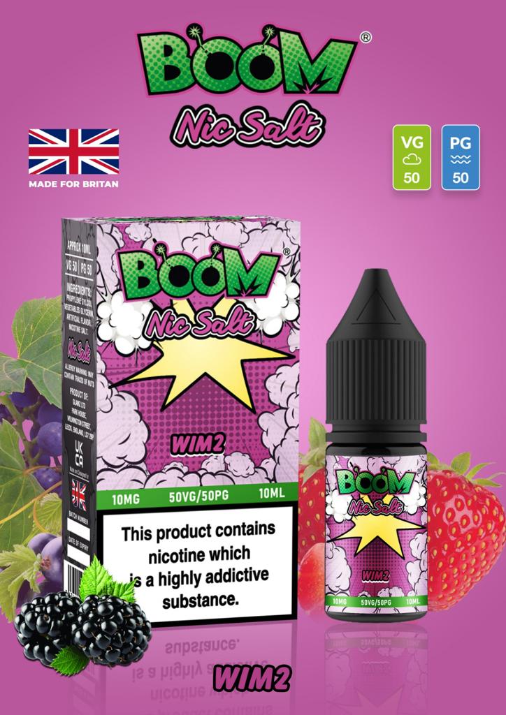 Wim2 - Boom Nic Salt 5 x 10ML E Liquid 50VG 50PG Vape 10MG/20MG Juice