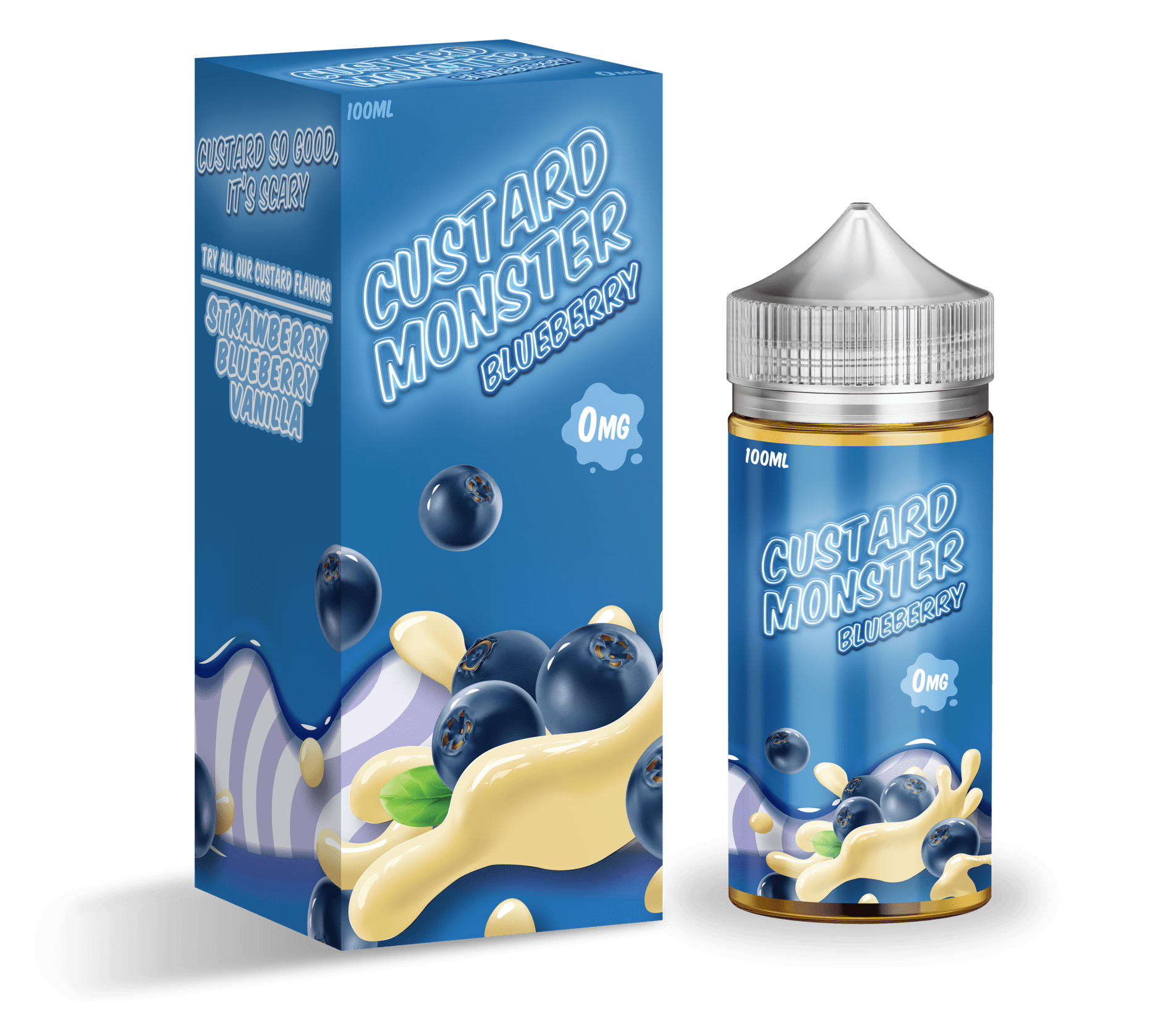 MONSTER VAPE LABS - CUSTARD MONSTER BLUEBERRY 100ML E LIQUID 75VG VAPE 0MG JUICE
