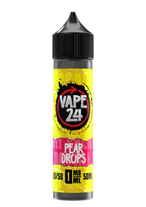 Pear Drops By Vape 24, 50ML E Liquid, 50VG Vape, 0MG Juice