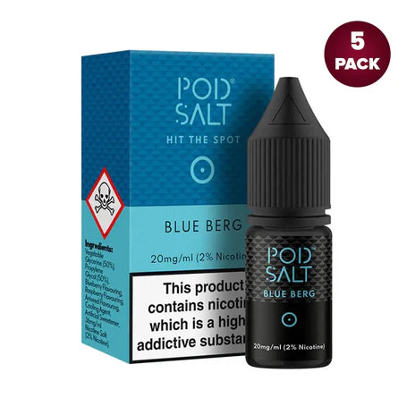 Blue Berg By Pod Salt Nic Salts 5 x 10ML E Liquid 5/11/20MG