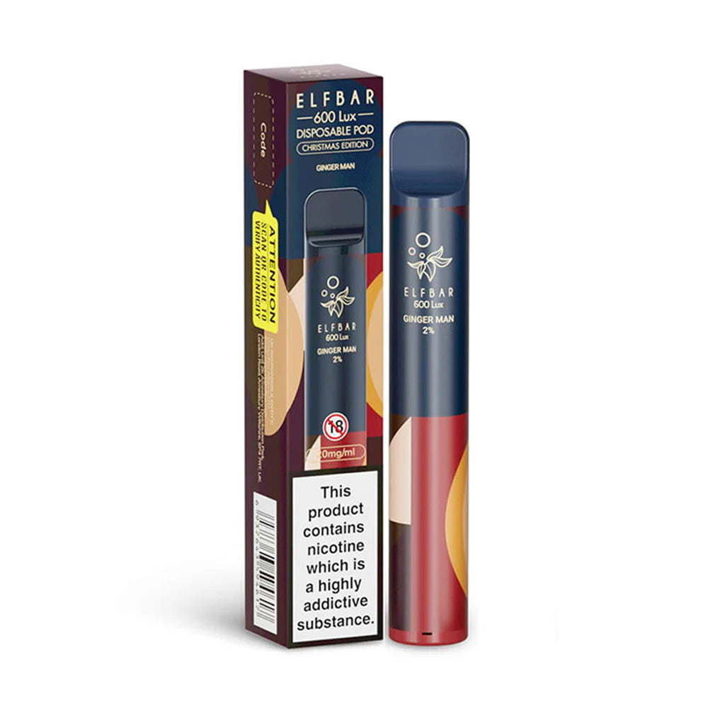 PRICE REDUCED Ginger Man Lux Christmas Edition by Elf Bar 600 Puff Disposable Pods