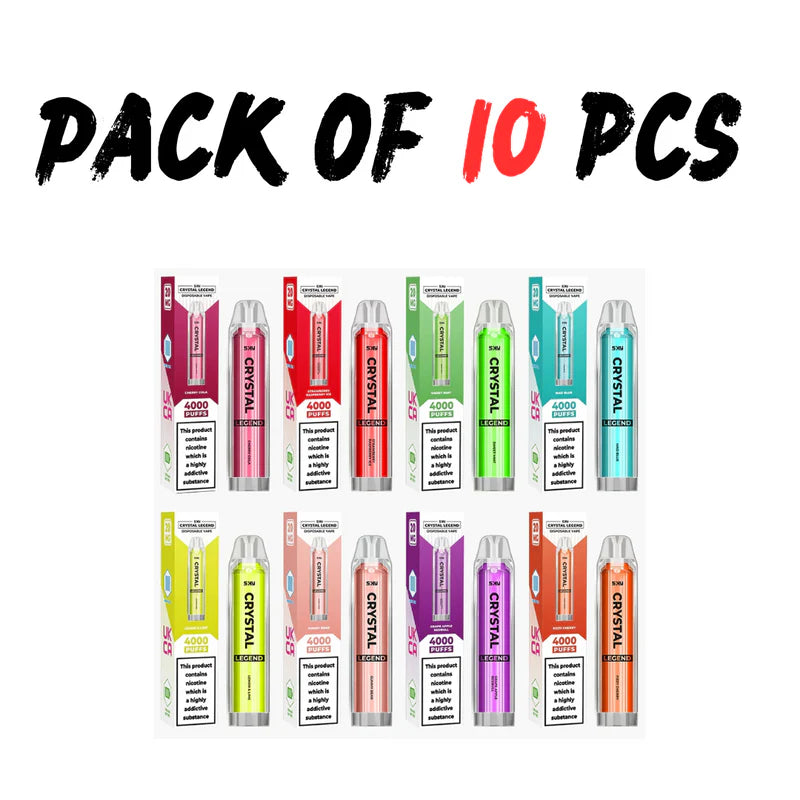 SALE CRYSTAL LEGEND 4000 2%/20MG DISPOSABLE VAPES - BOX OF 10