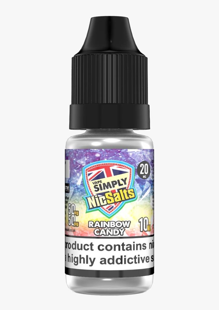 Rainbow Candy by Vape Simply Nic Salts, 10ML E Liquid, 50VG Vape, 10MG/20MG Juice