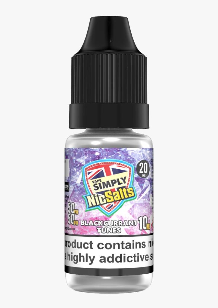 Blackcurrant Tunes by Vape Simply Nic Salts, 10ML E Liquid, 50VG Vape,10MG/ 20MG Juice
