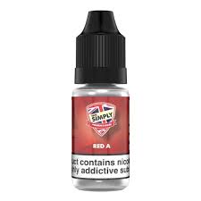 Red A By Vape Simply 10ML E Liquid 50VG/50PG Vape Juice | All Strengths Available