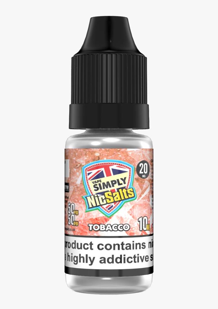 Tobacco by Vape Simply Nic Salts, 10ML E Liquid, 50VG Vape, 10MG/20MG Juice