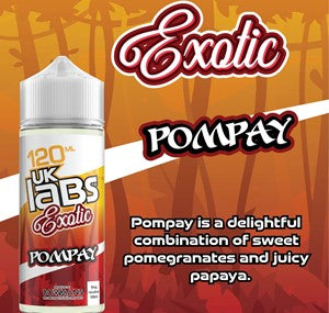 Pompay - Exotic by UK Labs, 100ML E Liquid, 70VG Vape, 0MG Juice, Shortfill