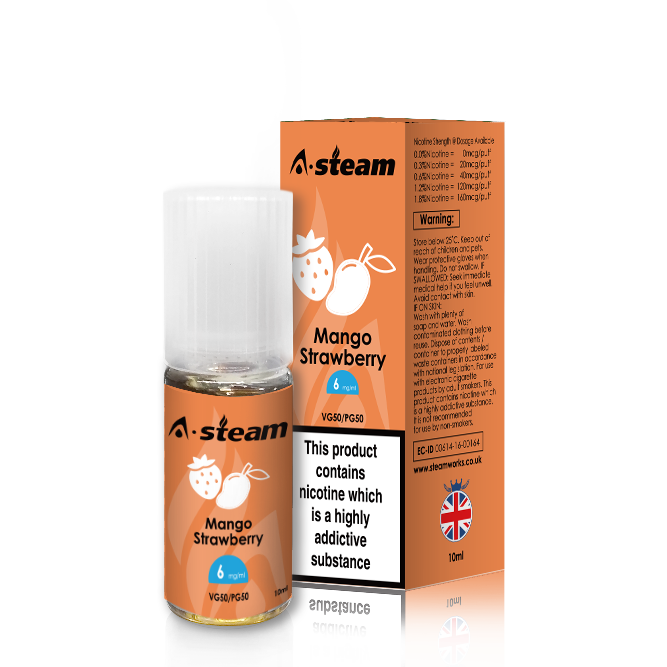 A-Steam Mango Strawberry E Liquid 10ml Vape Juice 50vg TPD COMPLIANT Multibuy