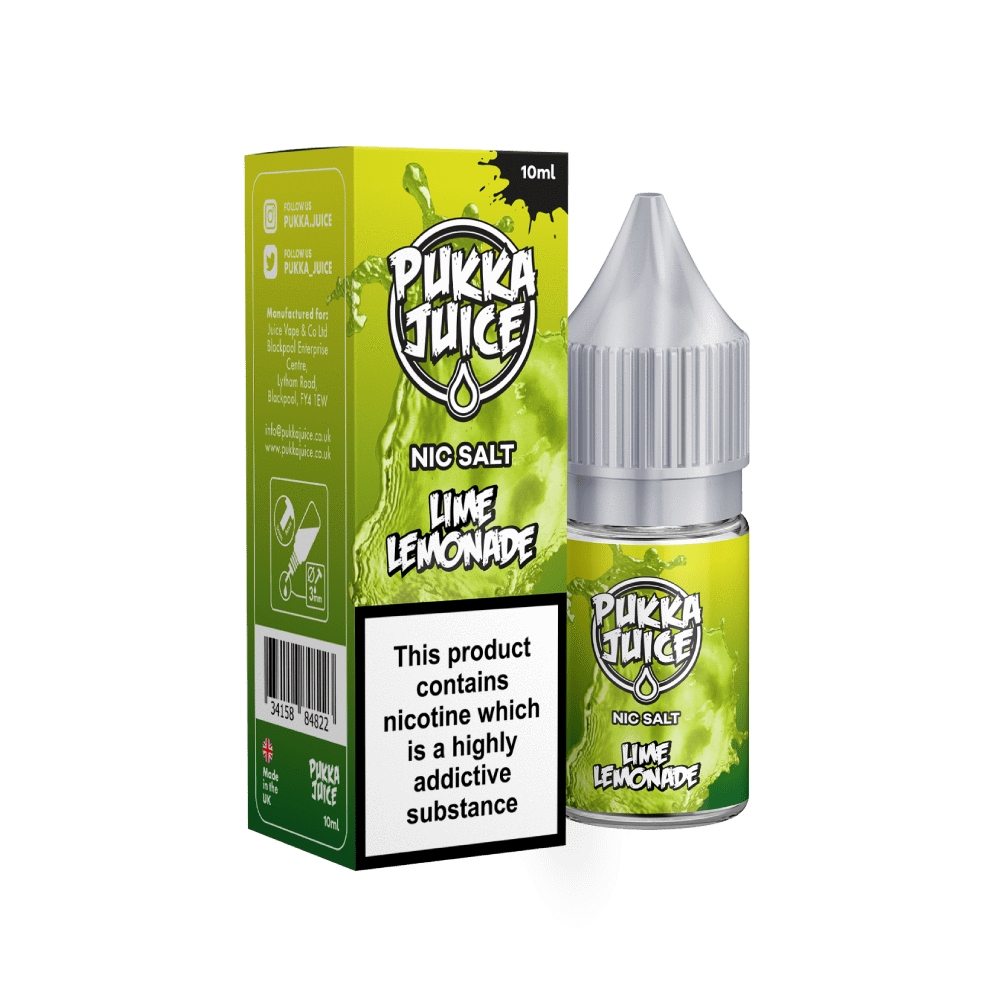 Lime Lemonade by Pukka Juice Nicotine Salt, 10ML E Liquid, 10MG/20MG Juice, 50VG Vape