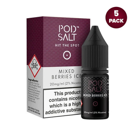 Mixed Berries Ice By Pod Salt Nic Salts 5 x 10ML E Liquid 5/11/20MG