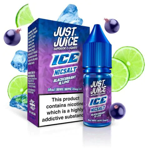 Ice - Blackcurrant & Lime By Just Juice Nic Salt 5 x 10ML E Liquid 50VG Vape 5/11/20MG Juice