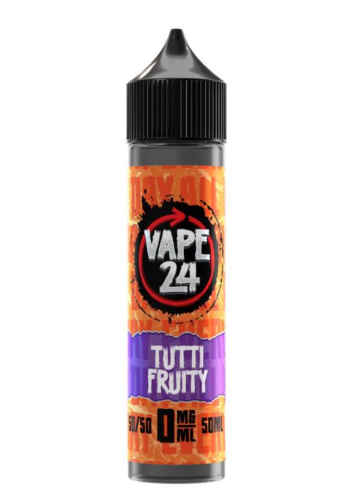 Tutti Fruity By Vape 24, 50ML E Liquid, 50VG Vape, 0MG Juice