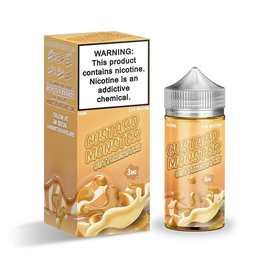 MONSTER VAPE LABS - CUSTARD MONSTER BUTTERSCOTCH 100ML E LIQUID 75VG VAPE 0MG JUICE