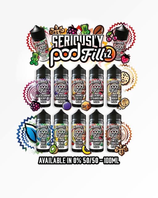 Seriously Pod Fill x2 - 100ML E Liquid 50VG/50PG Vape 0MG Juice