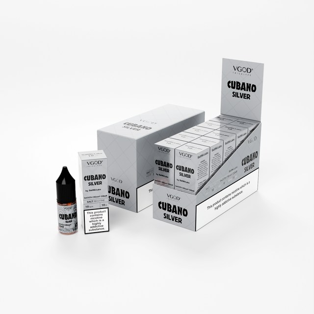 Cubano Silver By VGOD SaltNicLabs Nic Salts 10 x 10ML E-Liquid 55VG Vape 10MG/20MG Juice