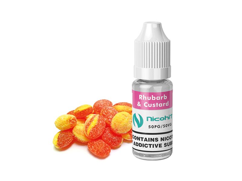 NICOHIT RHUBARB & CUSTARD E LIQUID E JUICE 10ML TPD 3/6/12/18MG MULTIBUY