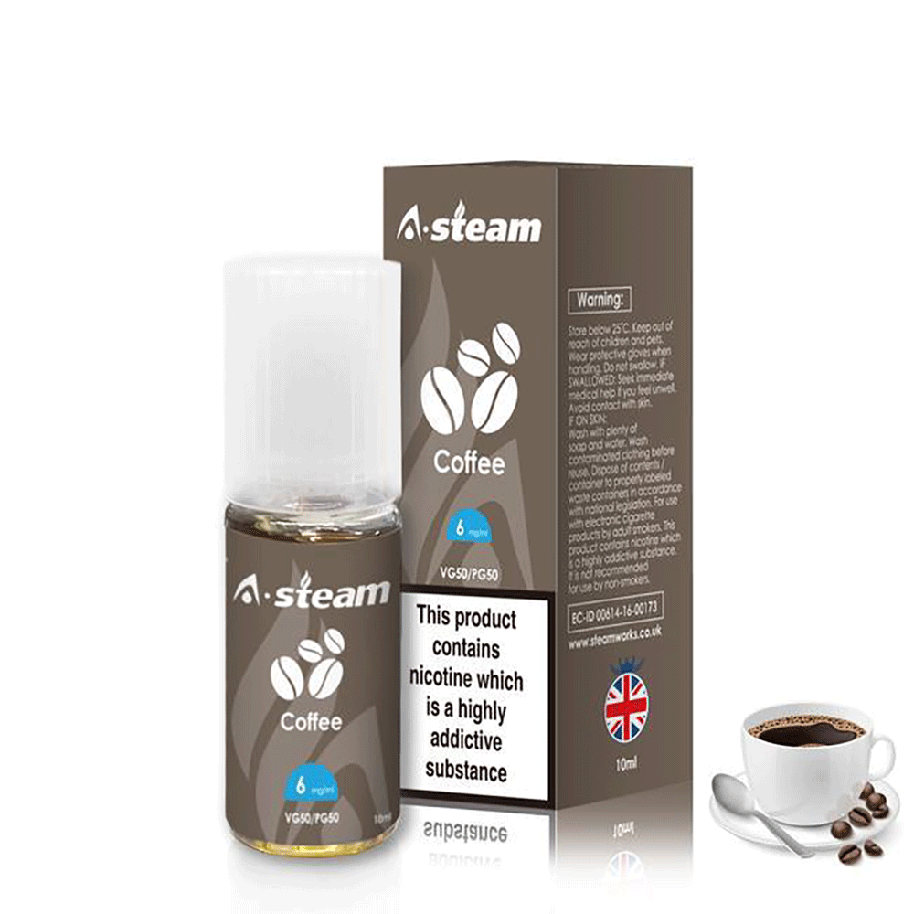A-Steam Coffee E Liquid 10ml Vape Juice 50vg TPD COMPLIANT Multibuy