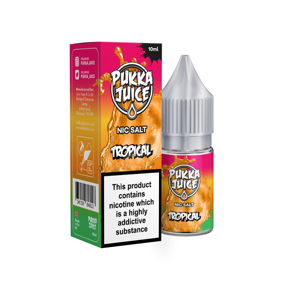 Tropical by Pukka Juice Nicotine Salt, 10ML E Liquid, 10MG/20MG Juice, 50VG Vape