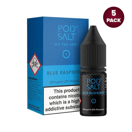 Blue Raspberry By Pod Salt Nic Salts 5 x 10ML E Liquid 5/11/20MG