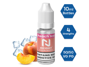 NEW FLAVOUR NICOHIT PEACH ICE PREMIUM E LIQUID E JUICE 10ML TPD 3/6/12/18MG MULTIBUY