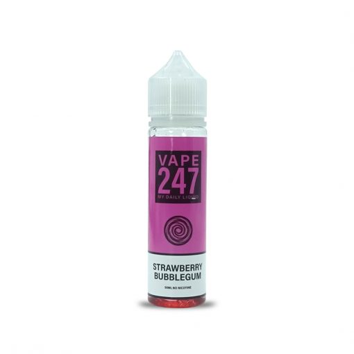Strawberry Bubblegum By Vape 247, 50ML E Liquid 70VG Vape 0MG Juice