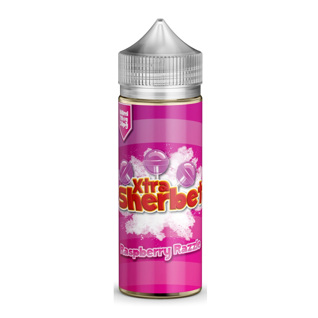 Raspberry Razzle XTRA Sherbet. 100ML E-liquid, 0MG vape, 70VG/30PG juice