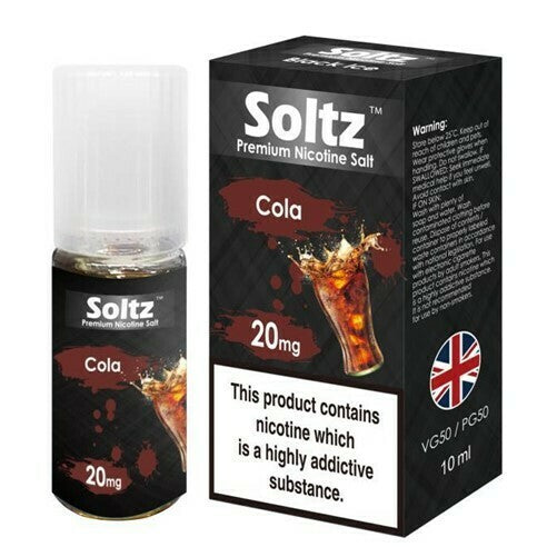 Cola by Soltz, Premium Nicotine Salt, 10ML E Liquid, 10MG/20MG Vape, 50VG Juice