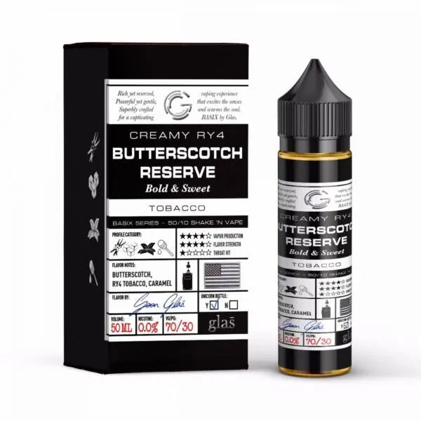 Butterscotch Reserve By Glas Basix 50ML E Liquid 70VG/30PG Vape 0MG Juice