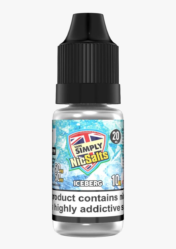 Iceberg by Vape Simply Nic Salts, 10ML E Liquid, 50VG Vape, 10MG/20MG Juice