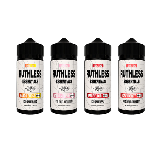 ESSENTIALS - APPLE ELIXIR ON ICE BY RUTHLESS 100ML E-LIQUID 70VG/30PG 0MG JUICE SHORTFILL