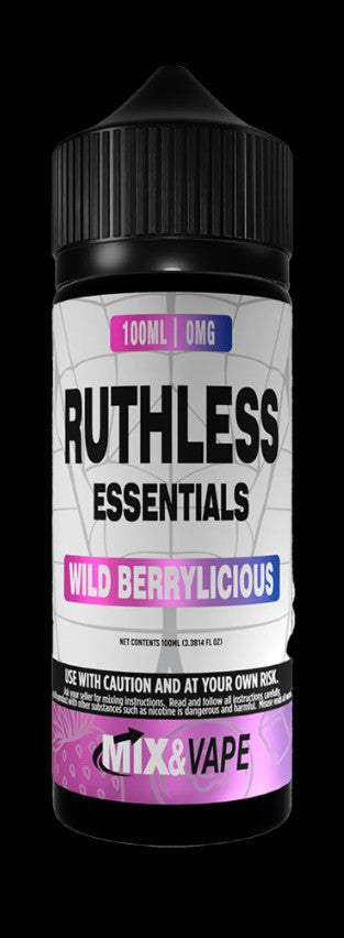 NEW FLAVOUR WILD BERRYLICIOUS - RUTHLESS ESSENTIALS 100ML E-LIQUID 70VG/30PG 0MG JUICE SHORTFILL