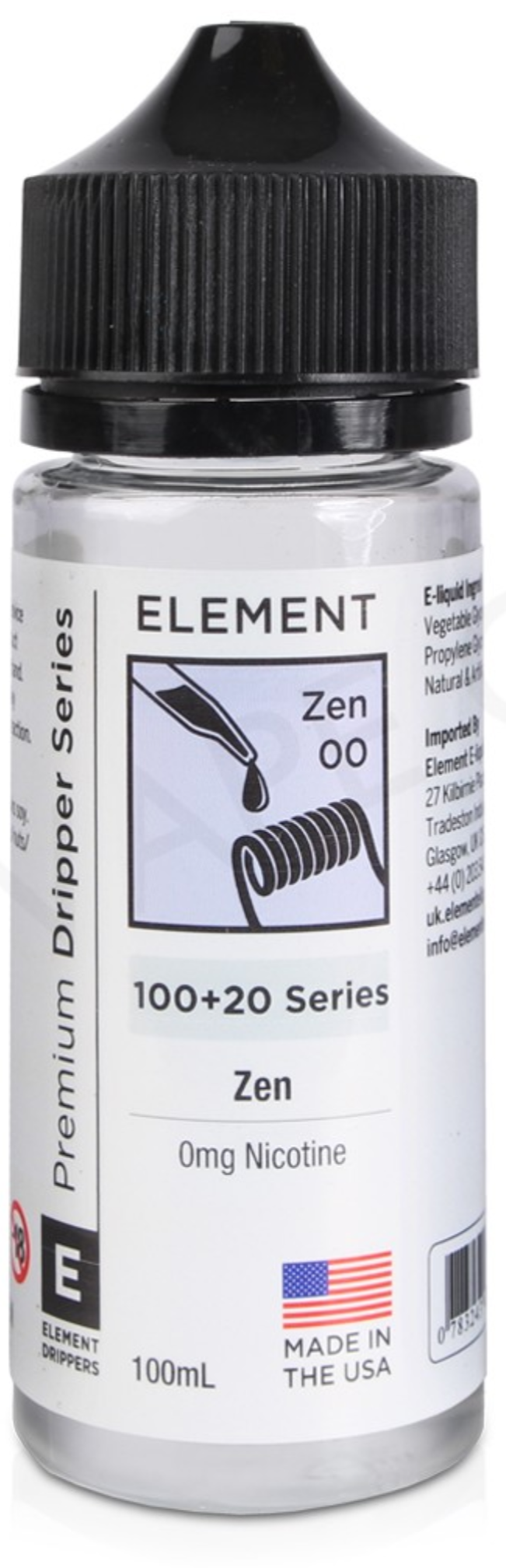 Zen by Element. 100ML E-Liquid, 0MG Vape 80VG/20PG Juice