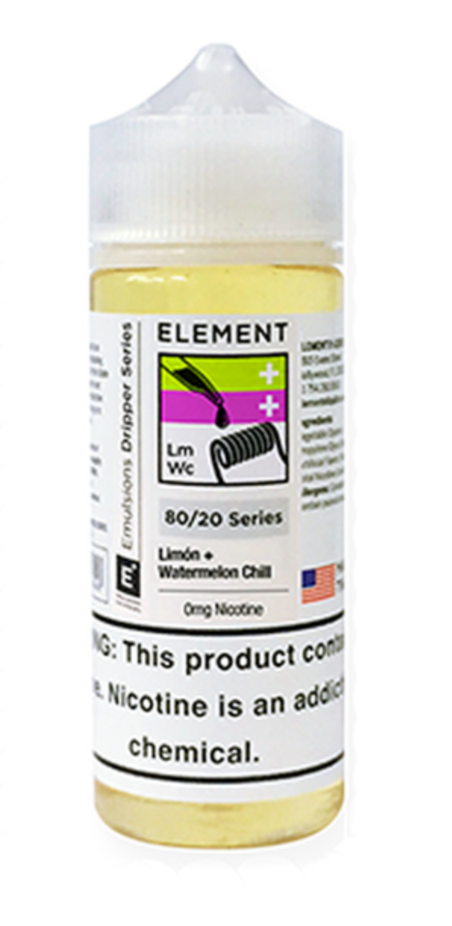 Limon + Watermelon Chill by Element. 100ML E-Liquid, 0MG Vape 80VG/20PG Juice