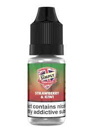 Strawberry & Kiwi By Vape Simply 10ML E Liquid 50VG/50PG Vape Juice | All Strengths Available