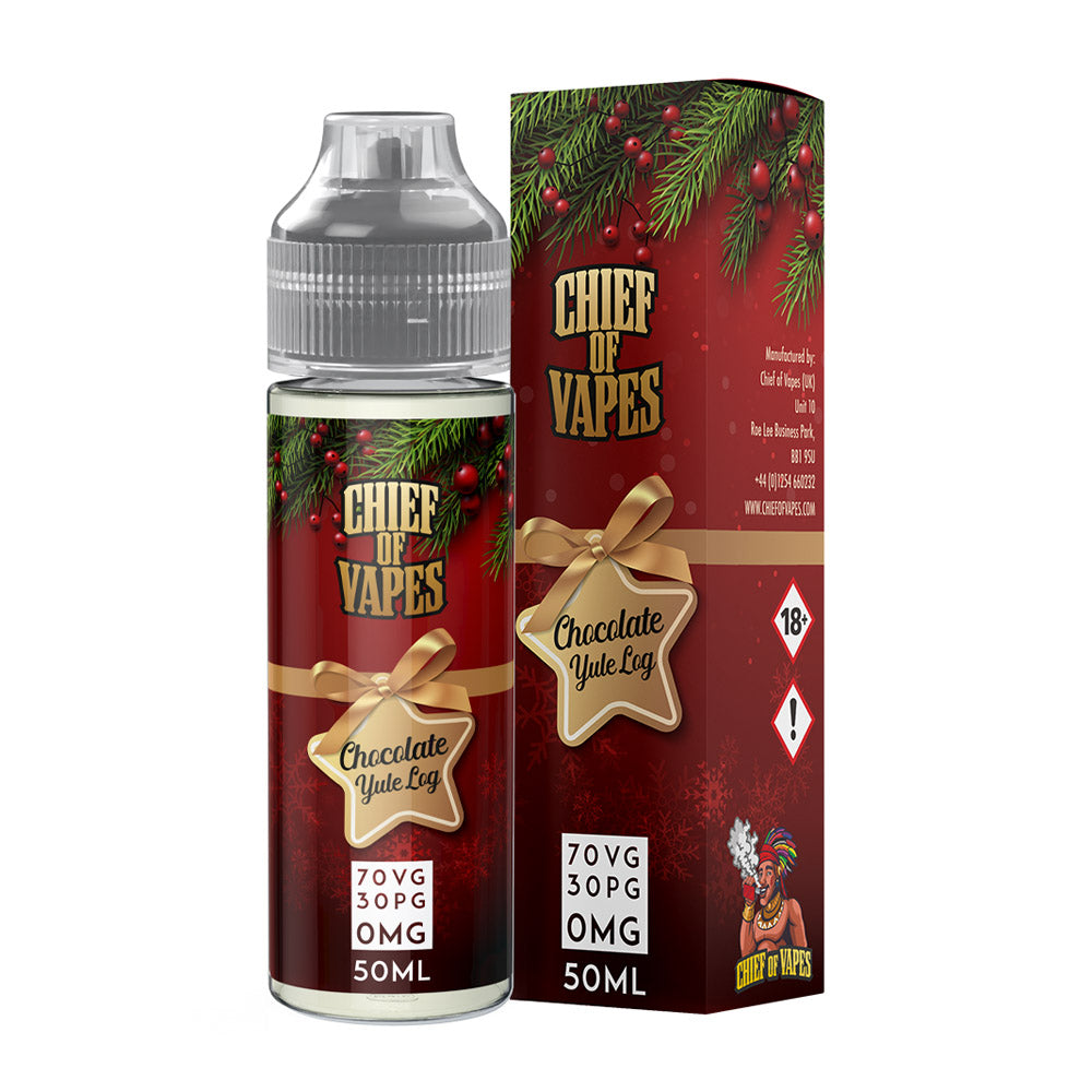 Chief Of Vapes Chocolate Yule Log 50ml E Liquid Juice 70vg Vape Shortfill Subohm