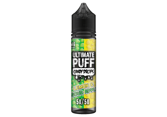 Lemon & Sour Apple Candy Drops by Ultimate Puff, 50ML E-liquid, 0MG Vape, 50VG Juice
