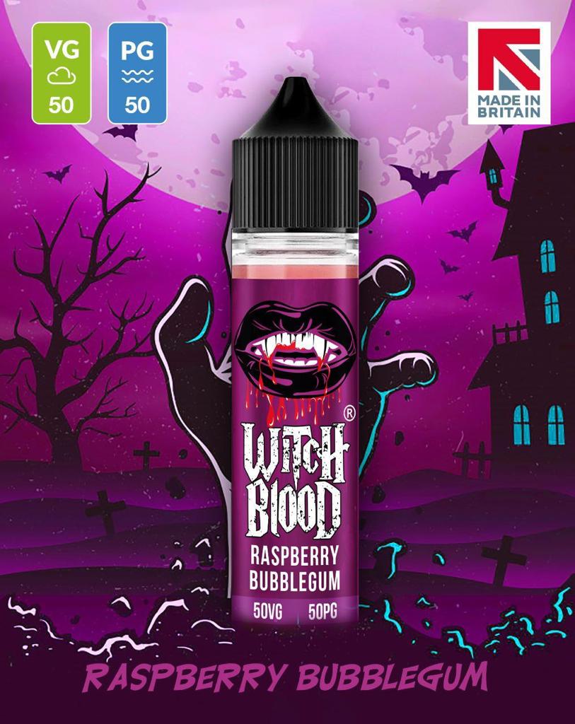 Raspberry Bubblegum By Witch Blood 50ML E Liquid 50VG Vape 0MG Juice